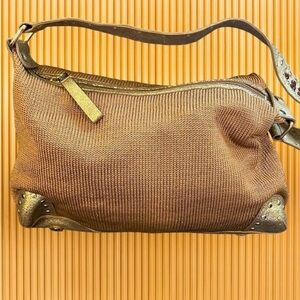 The Sak Women's Gold Crochet & Faux Leather Rhinestone Shoulder Bag